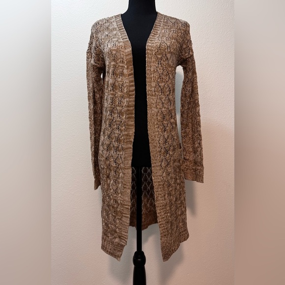 Say What? Women’s‎ Long Brown Blended Knit Cardigan Sweater with Pockets Size L - Picture 1 of 9